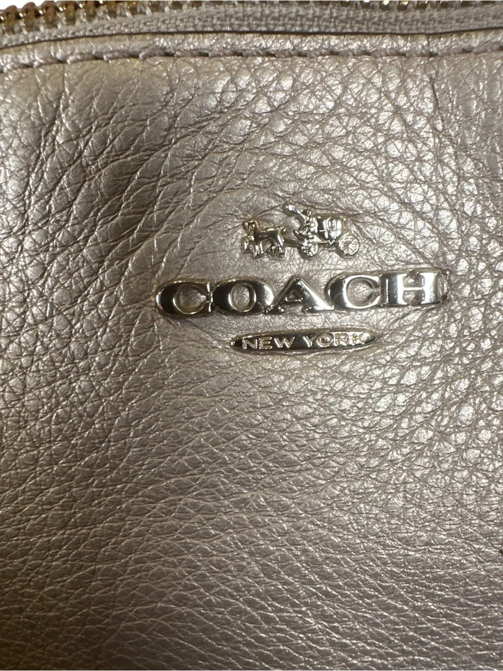Coach Kelsey Silver-Greige Metallic Satchel/Shoulder Bag Like New